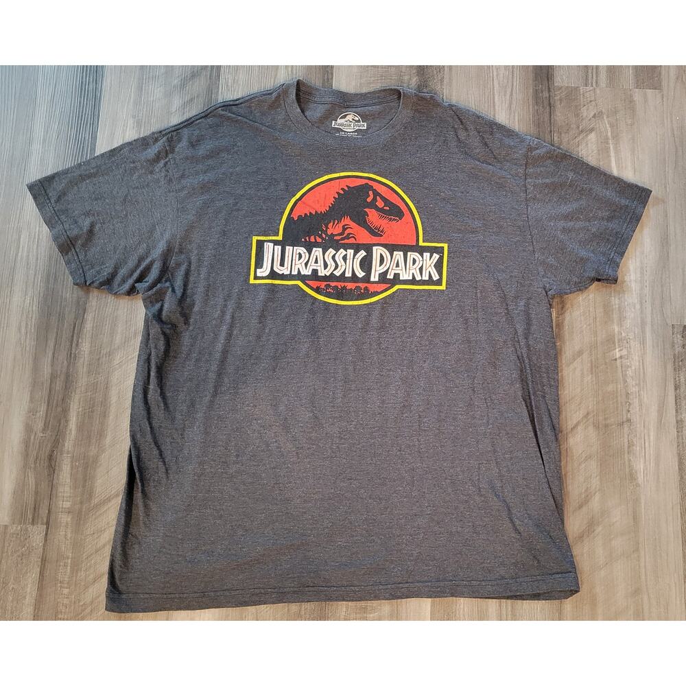 Jurassic Park T-Shirt Mens Size 2XL Gray Cotton Short Sleeve Dinosaur Graphic